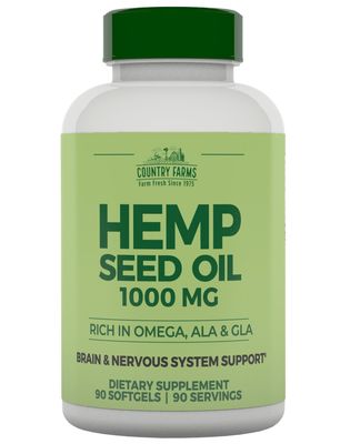 COUNTRY FARMS Hemp Seed Oil 1000mg, Rich in Omega, ALA and GLA, Immune Support, 90 Count