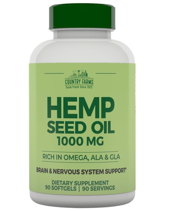 COUNTRY FARMS Hemp Seed Oil 1000mg, Rich in Omega, ALA and GLA, Immune Support, 90 Count
