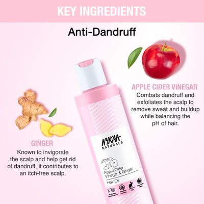 Nykaa Naturals Hair Oil for Men Women - Anti Dandruff Hair Oil with Apple Cider Vinegar and Ginger - Non-Sticky Natural Hair Oil - 6.76 oz