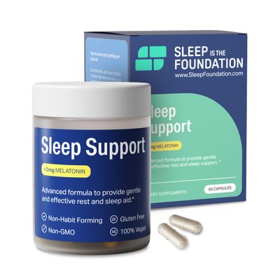 SLEEP IS THE FOUNDATION Sleep Aid with 2mg Melatonin - Sleeping Pills with GABA, L-Theanine Chamomile - Non-Habit Forming Sleep Supplement, 60 Capsules