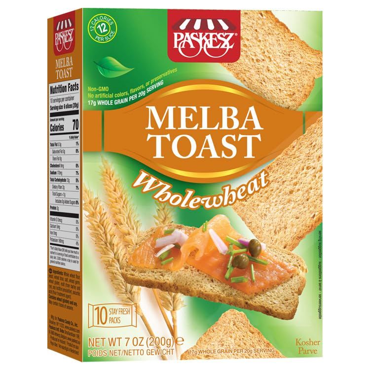 Only Kosher Candy Melba Toast Classic Roasted Whole Wheat Kosher Parve with No Artificial Flavor, Fresh Natural Ingredients, Kosher Certified Delicious Snack Crackers (Pack of 1)