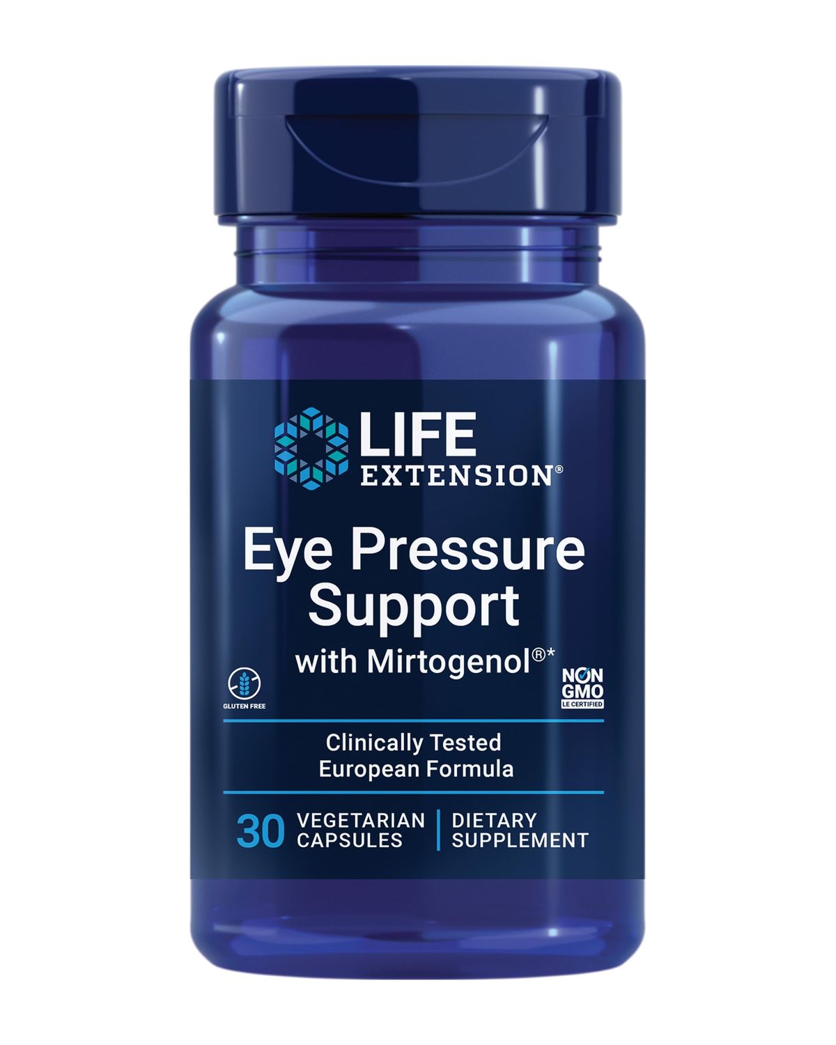 Life Extension Eye Pressure Support with Mirtogenol - Eye Health Supplement for Healthy Eye Pressure - with French Maritime Pine bark - Gluten-Free, Vegetarian, Non-GMO - 30 Capsules