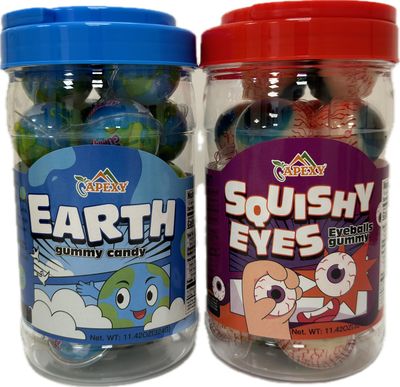 Apexy Planet Gummy Candy with Fruity Liquid Center Fat Free Fun Delicious Space- Themed Treats Great for Halloween, Birthday, Trick Or Treat, Party 11.42oz Variety Pack (Eyeball Earth)