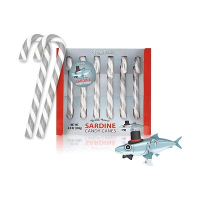 Accoutrements Sardine Candy Canes - Sardine Flavored Candy Canes - Set of Six - 5-14 Inches - Christmas Theme - Adults