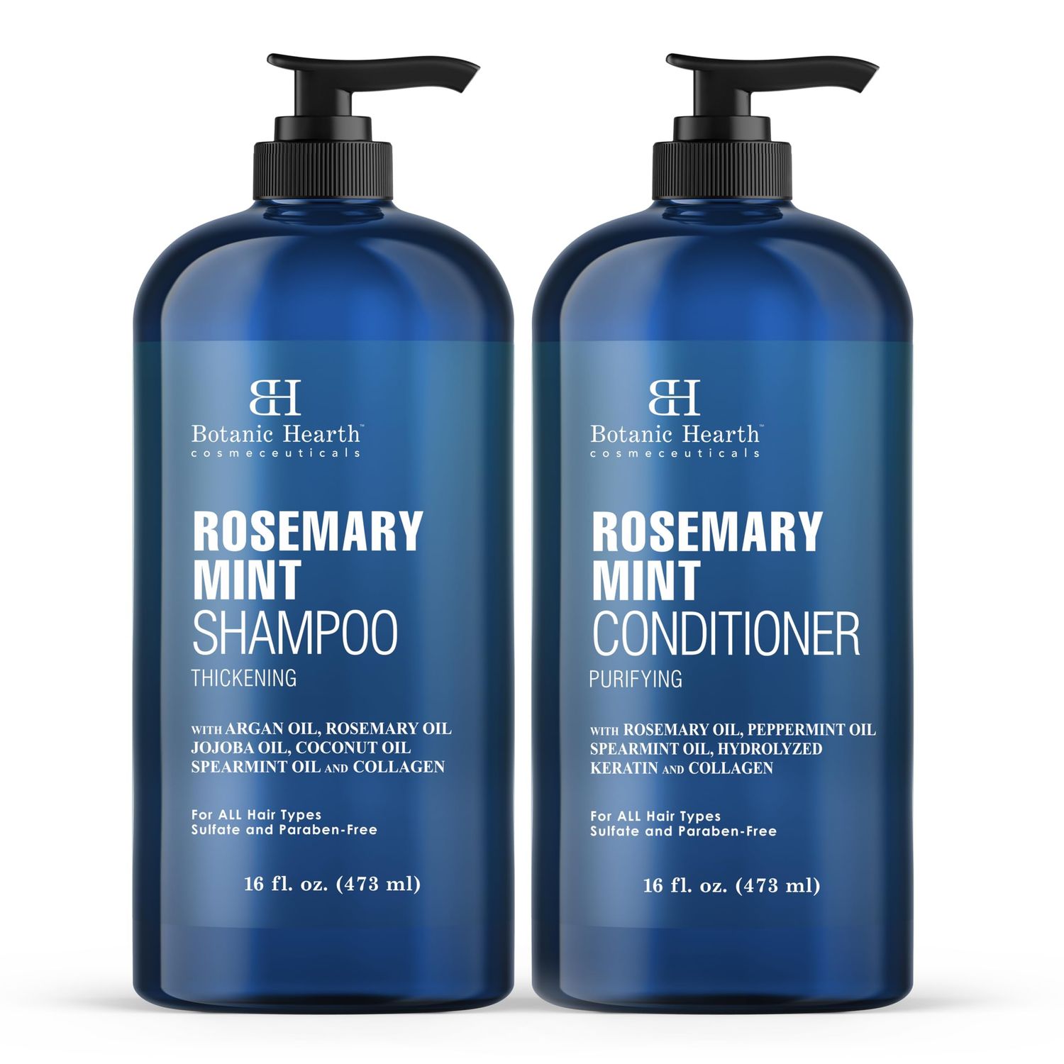Botanic Hearth Rosemary Mint Shampoo and Conditioner Set, Thickening Formula, Promotes Hair Growth and Scalp Health Sulfate Free Paraben Free, for Men Women - 16 fl oz each