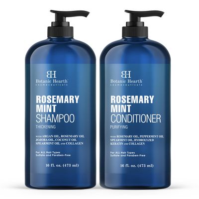 Botanic Hearth Rosemary Mint Shampoo and Conditioner Set, Thickening Formula, Promotes Hair Growth and Scalp Health Sulfate Free Paraben Free, for Men Women - 16 fl oz each