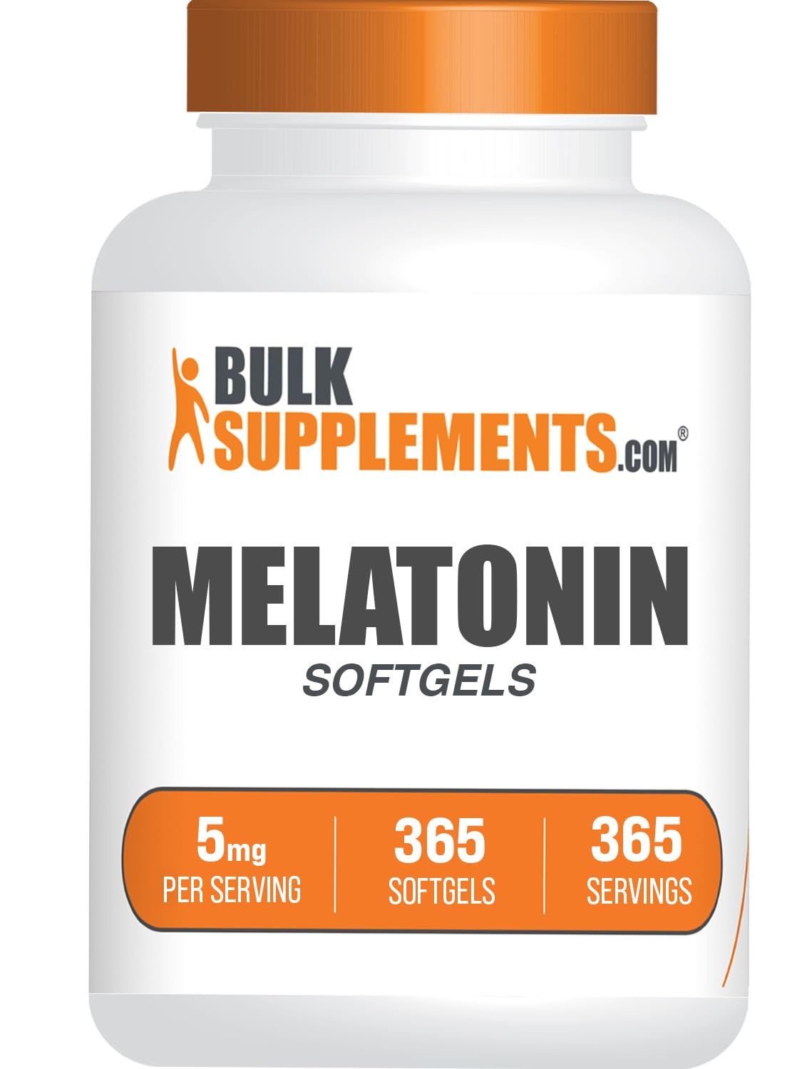 BulkSupplements.com Melatonin 5 mg Softgels - Melatonin for Adults, Sleep Supplement - 5mg Melatonin per Serving, Gluten Free, 1 Softgel per Serving, 365 Count (Pack of 1)