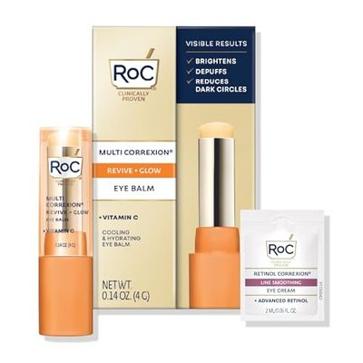 RoC Multi Correxion Revive Glow Vitamin C Eye Balm (0.14 oz) with Retinol Eye Cream Packette