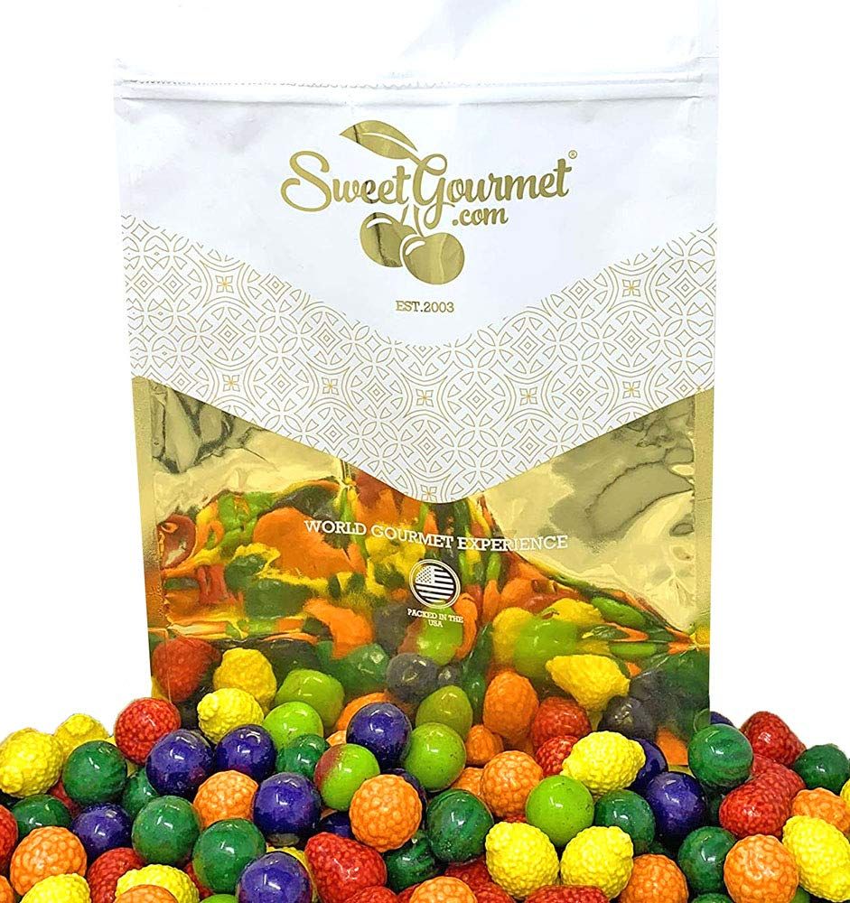 SweetGourmet Dubble Bubble Seedling Gumballs Assorted Fruit Shaped Gum Filled with Candy 3 Pounds