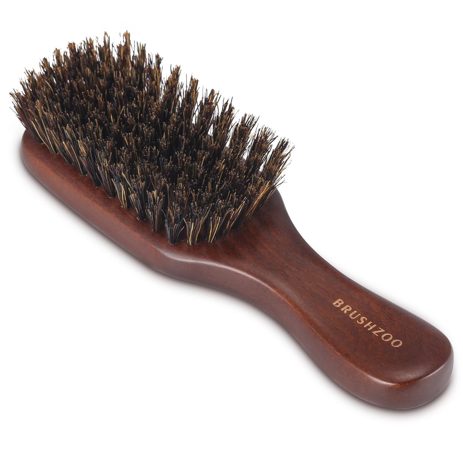 O BRUSHZOO Beard Brush for Men Smooths Softens Beard and Exfoliates Skin and Scalp, 100 Boar Bristle Beard Brush for Beard Short Hair Detangle add Natural Shine