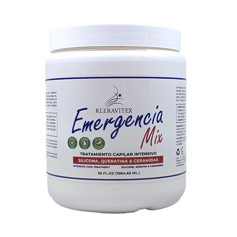 Kleravitex Emergencia Mix Intensive Mask with Silicone, Keratin, and Ceramides for Deep and Restorative Repair, Revitalize and Strengthen Damaged Hair, Providing Shine and Softness (36 OZ)
