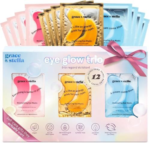 grace stella Under Eye Patches (12 pairs) - Birthday Gifts for Women - Travel Essentials - Eye Masks for Puffy Eyes and Dark Circles - Anniversary Gifts for Her, Bachelorette Party Favors - Vegan