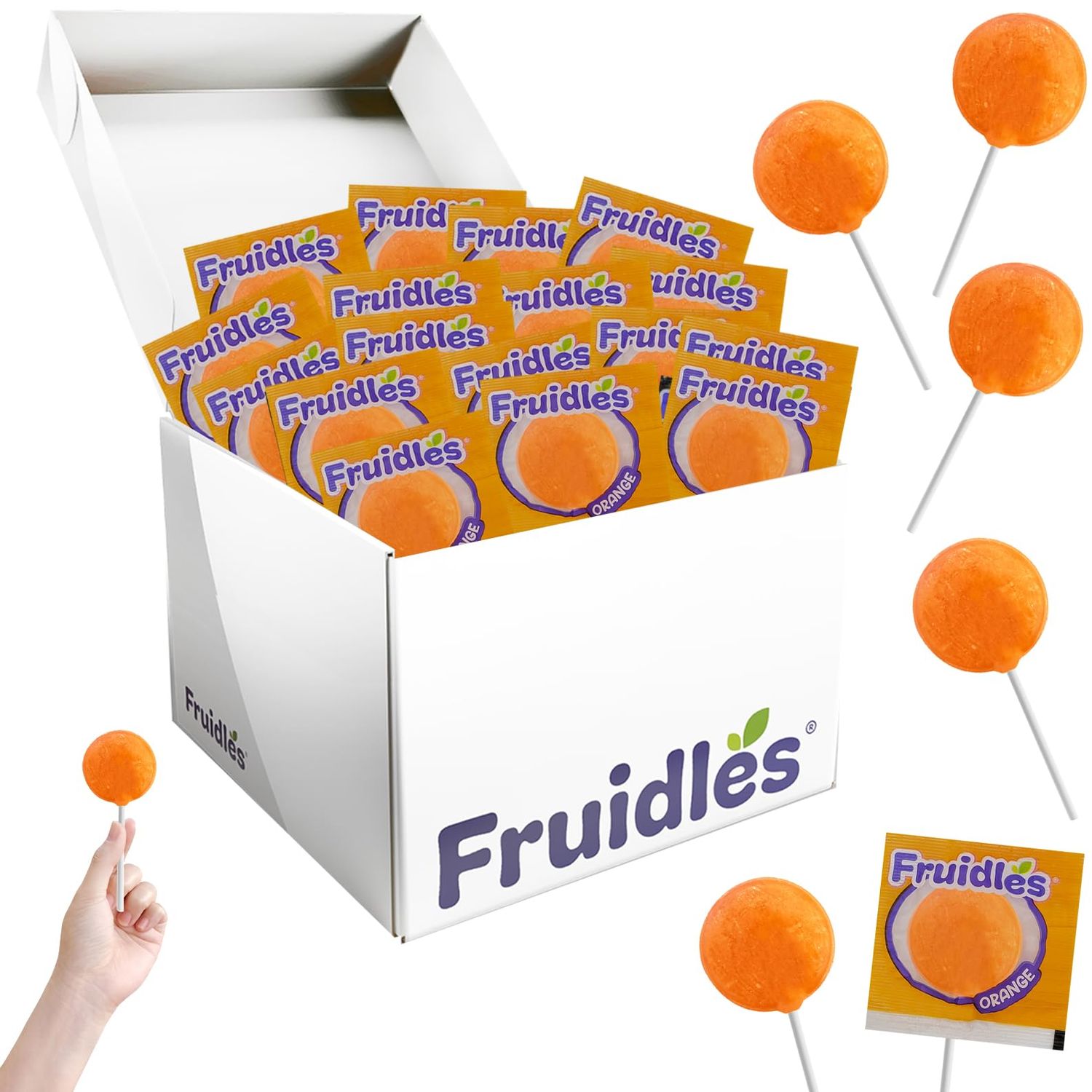 Orange Lollipops Candy Suckers for Kids, 8 Bulk Flavors, Perfect for Gifting, Parties, Events (600-Pack)