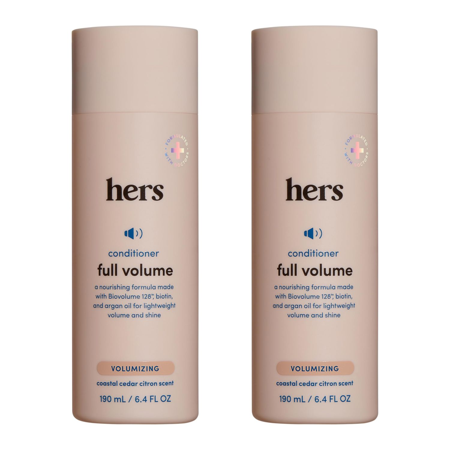hers Full Volume Conditioner, 2 Pack - Volumizing Conditioner for Women with Biotin - Adds Lightweight Volume, Shine Bounce - Coastal Cedar Citron - 2 x 6.4 fl oz