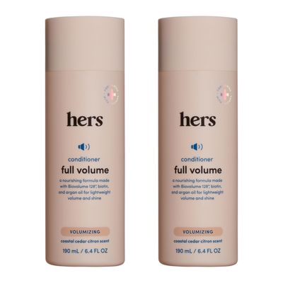 hers Full Volume Conditioner, 2 Pack - Volumizing Conditioner for Women with Biotin - Adds Lightweight Volume, Shine Bounce - Coastal Cedar Citron - 2 x 6.4 fl oz