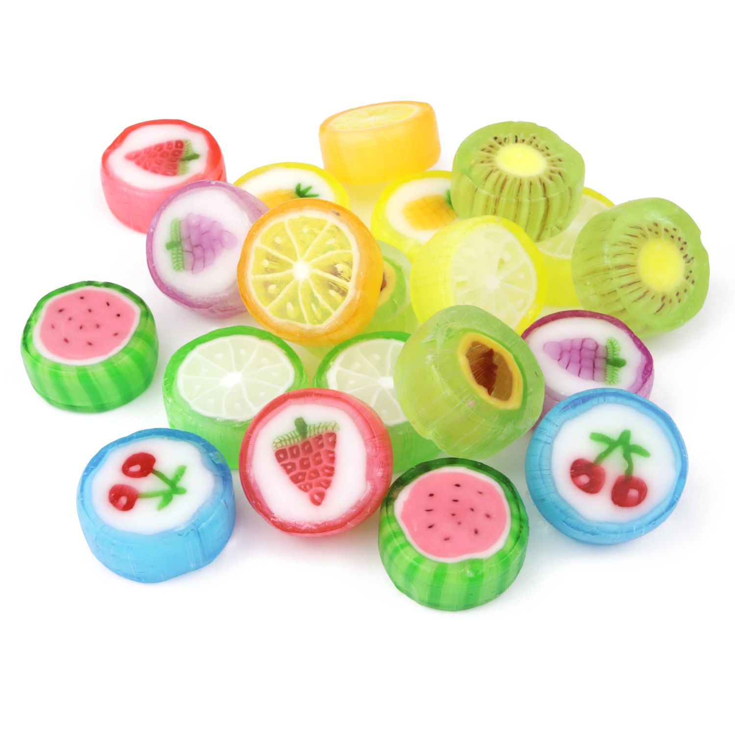 1 Pound Fruit Slice Hard Cut Rock Candy, Bulk Individually Wrapped Candies, Fruity Flavor Assortment