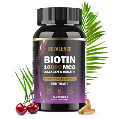 Biotin 10,000MCG Hair Growth Support for Women Men with Collagen Keratin - Hair, Skin Nails Vitamins with Multivitamins Minerals - 120 Capsules (2-Month Supply)