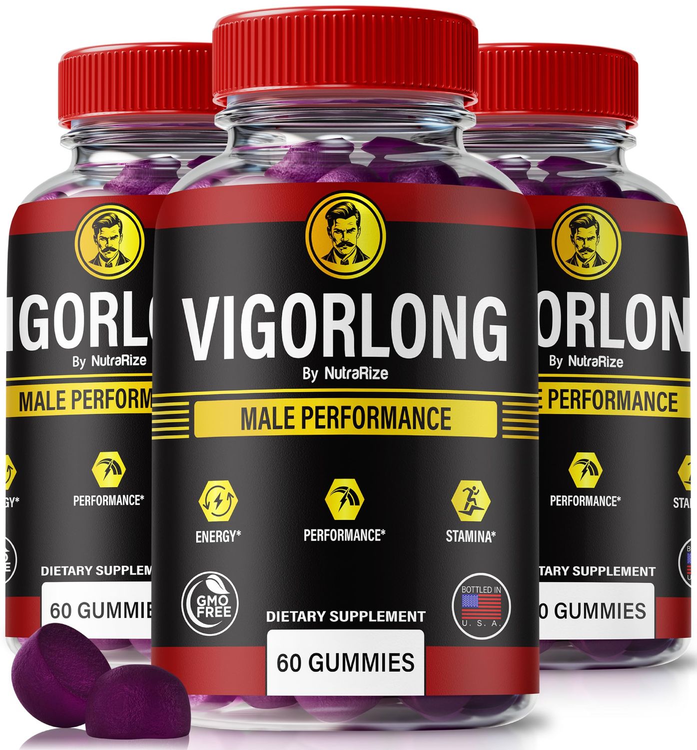 NutraRize (3 Pack) VigorLong, Official VigorLong Gummies for Men, Premium Formula to Support Performance, Stamina, and Energy, All-Natural Vigor Long Gummy, Vigor Long ME Gomitas Review (180 Gummies)