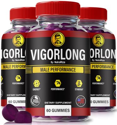 NutraRize (3 Pack) VigorLong, Official VigorLong Gummies for Men, Premium Formula to Support Performance, Stamina, and Energy, All-Natural Vigor Long Gummy, Vigor Long ME Gomitas Review (180 Gummies)