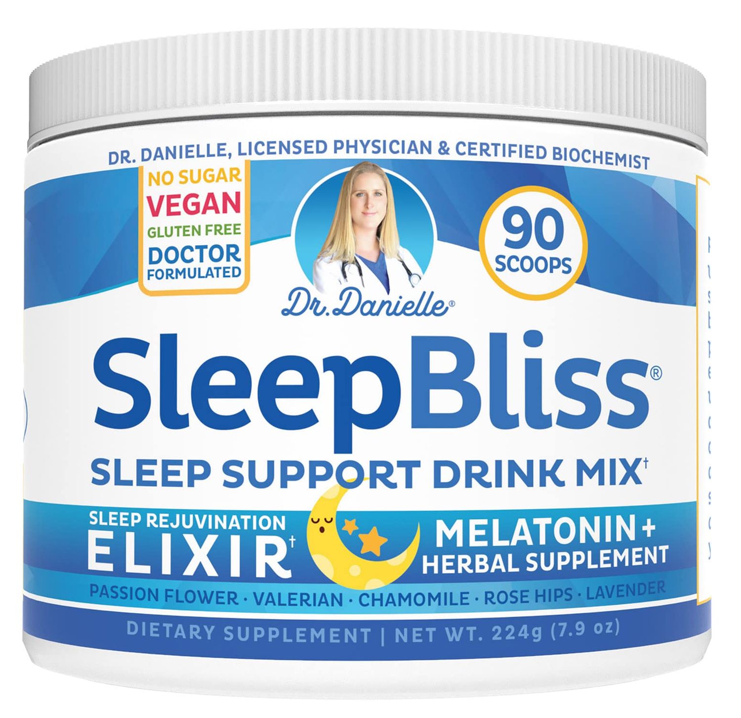 Doctor Danielle Sleep Bliss - All Natural Melatonin Sleep Supplement, Support Relief Drink Mix