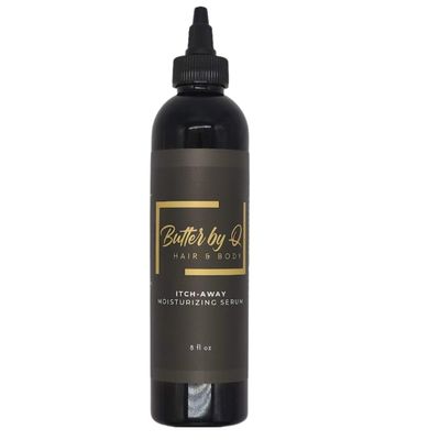 Butter By Q- Itch-Away Moisturizing Serum The Best All-Natural Remedy for an Itchy Scalp. Large 8-oz Bottle with Easy-Applicator Tip to Remedy Any Dry Super Itchy Scalp, Natural Hair Moisturizer