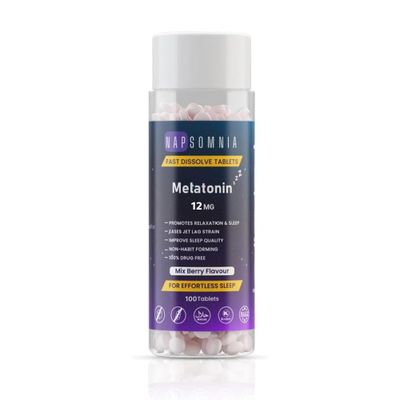 Melatonin Fast Dissolve Tablets - Mix Berry Chewable Melatonin Tablets - Non-Habit-Forming Melatonin Sleep Aid for Adults - Sugar Free Melatonin 12mg Tablets for Restful Sleep 12 MG (100 TABLETS)