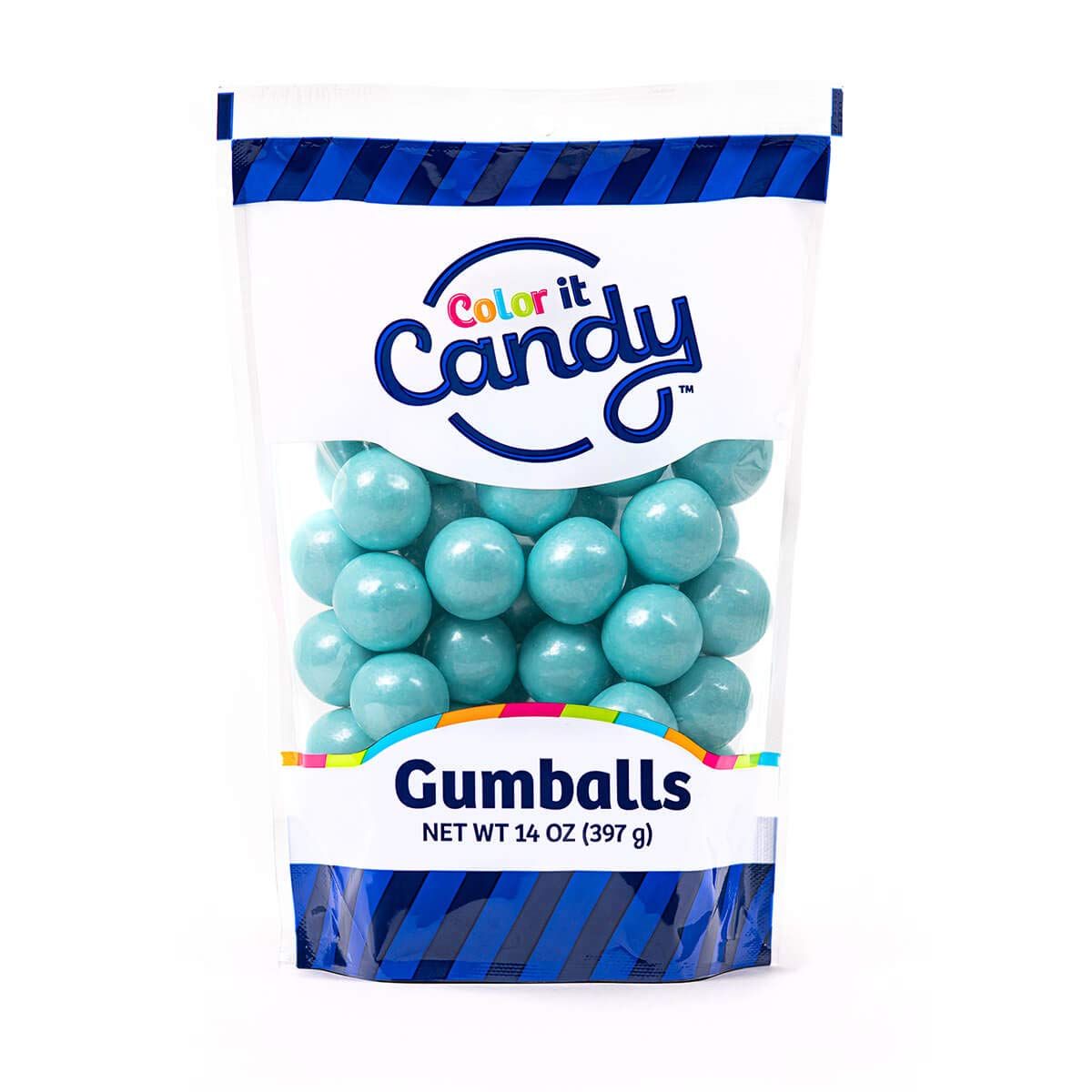 Color It Candy Shimmer Blue 1 inch Gumballs 14 Ounce Stand Up Bag - Perfect For Table Centerpieces, Weddings, Birthdays, Candy Buffets, Party Favors.