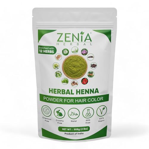 Zenia Herbal Henna Powder Natural Hair Color Dye 100 Natural Henna with 10 Herbs Prevents Hair Loss Supports Healthy Hair Growth (2lbs)