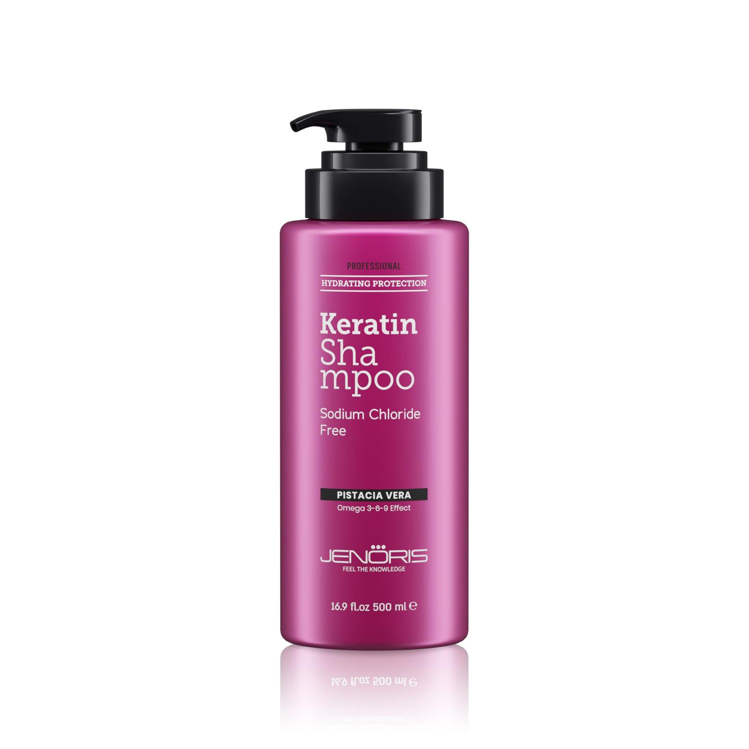 Jenoris Keratin Shampoo for Women, Moisturizing Shampoo for Keratin Treated Hair, With Natural Omega Oils, Salon Professional, Paraben SLS Free, Smoothing Shampoo for Dry Damaged Hair, 16.9 Fl Oz