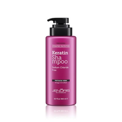 Jenoris Keratin Shampoo for Women, Moisturizing Shampoo for Keratin Treated Hair, With Natural Omega Oils, Salon Professional, Paraben SLS Free, Smoothing Shampoo for Dry Damaged Hair, 16.9 Fl Oz