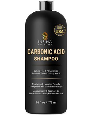 INFINA ESSENTIALS Carbonic Acid Shampoo for Men Women - Sulfate Free Stimulating Hair Growth Shampoo with Saw Palmetto Rosemary Oil - DHT Blocker Scalp Cleansing Formula - 16 fl oz