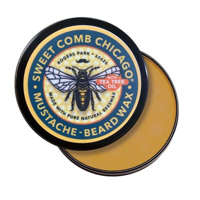 Sweet Comb Chicago: Mustache Beard Styling Wax, Medium Hold for Styling Mens Facial Hair, Great for Handlebar, Zappa, Beards to a Full, Square or even Short Box Style!