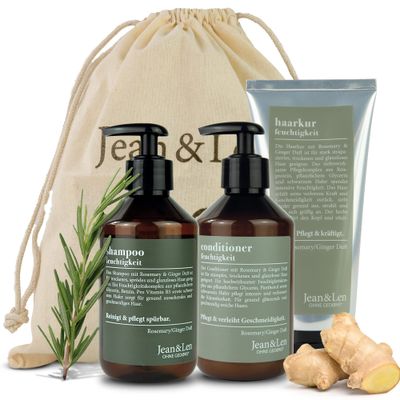 Hair care Set Rosemary Ginger by JeanLen, Contains Shampoo, Conditioner Treatment for bright healthy hair, with natural ingredients, vegan, 5 Fl. Oz.