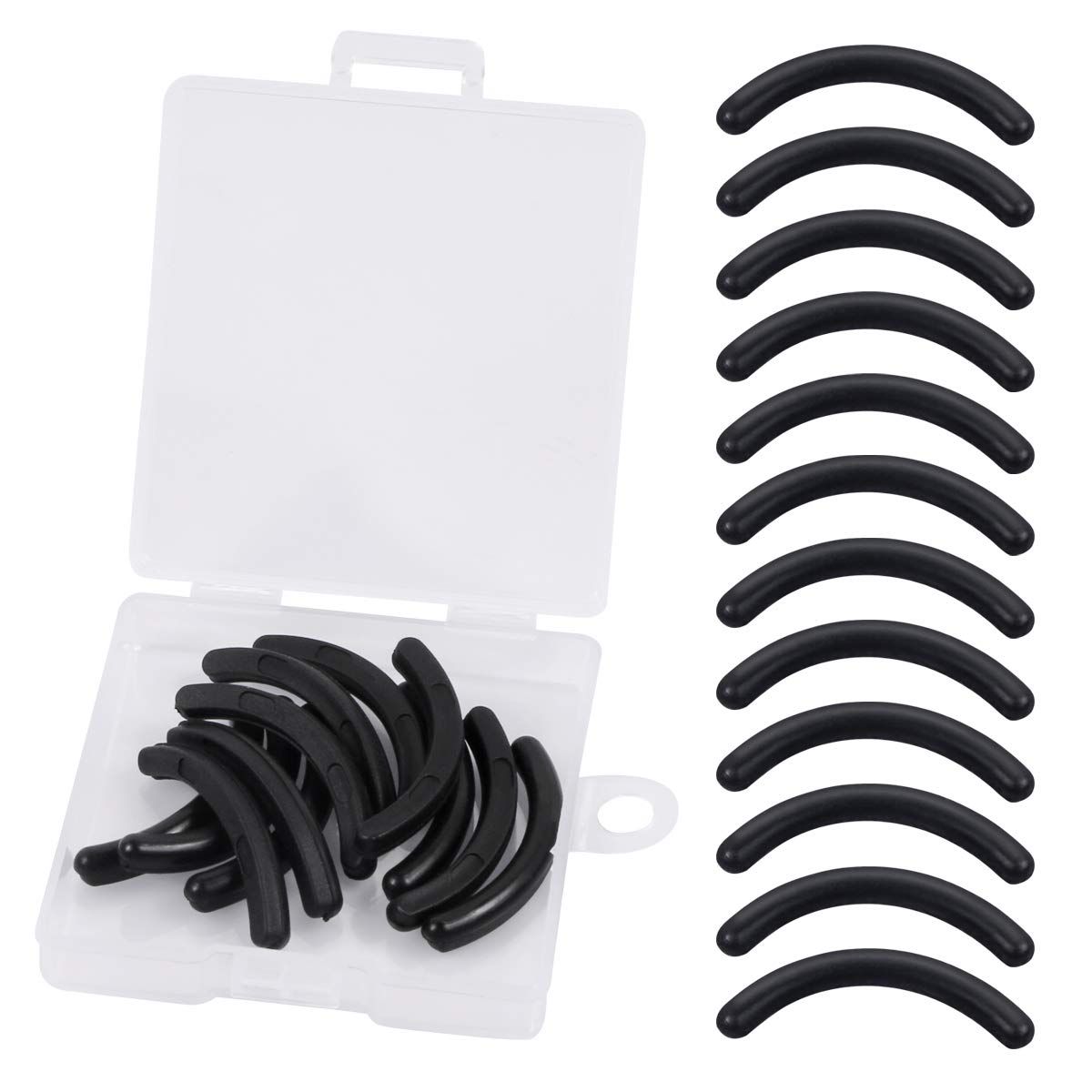 CABAX Eyelash Curler Refill Pads, Silicone Rubber, Black, 12 Pcs