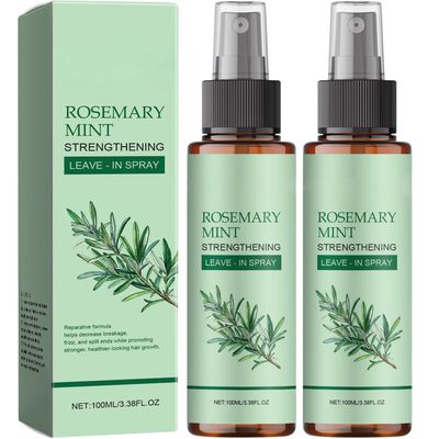 Rosemary Oil Hair Growth Spray - Natural Leave-In Scalp Treatment with Peppermint Oil, for Thicker-Looking Hair, Hair Strengthening, Men and Women, All Hair Types,2pcs
