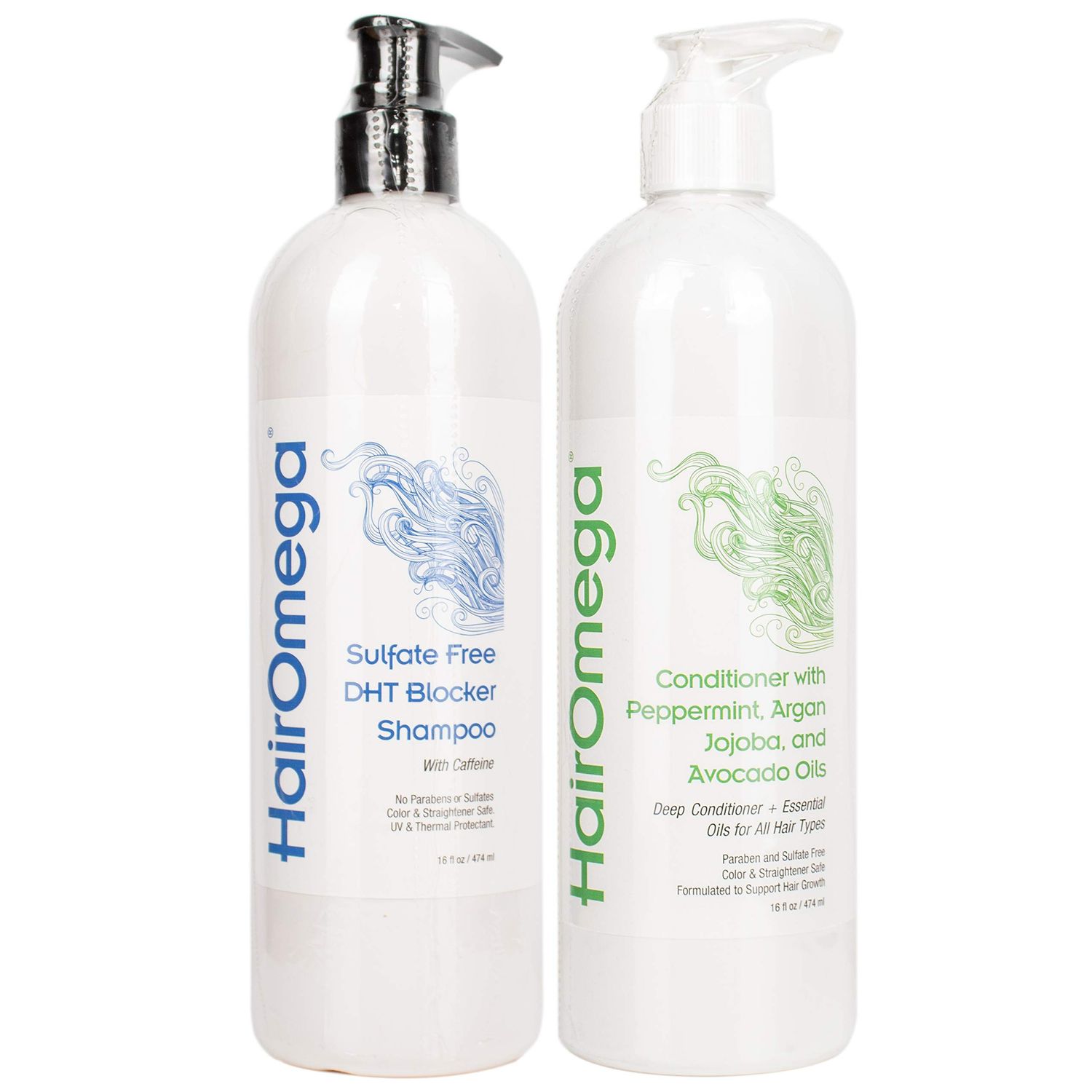 DrFormulas HairOmega DHT Blocker Shampoo Conditioner with Moroccan Argan Oil, Jojoba Oil, Avocado Oil (Sulfate Free Shampoo Conditioner Set)