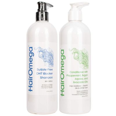 DrFormulas HairOmega DHT Blocker Shampoo Conditioner with Moroccan Argan Oil, Jojoba Oil, Avocado Oil (Sulfate Free Shampoo Conditioner Set)