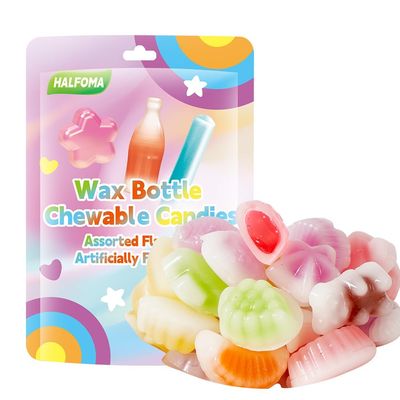 Halfoma Wax Bottle Candy with Syrup in the middle,Assorted Fruit Flavors,Various styles,Suitable for Chewing to Relieve Stress, Playing Games, and Various Gatherings,32 Candies,60g