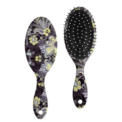 Miwasion Detangler Hair Brush,Glide Through Tangles with Ease,Cute Detangling Hair Brushes,Ease For Girls,Women,Men,Wet Dry Hair (Black Bohemian Flowers)