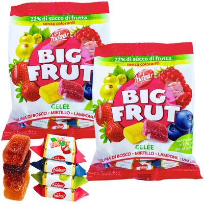 Dufour Big Frut Italian Berry Jelly Candy from Italy 5.29 oz. (150g)(Pack of 2)Pates de Fruits - Italian Delicacies - Fruit Candy - Soft Fruit Gummies - Sweet Geles - 22 Fruit - Specialty Candy