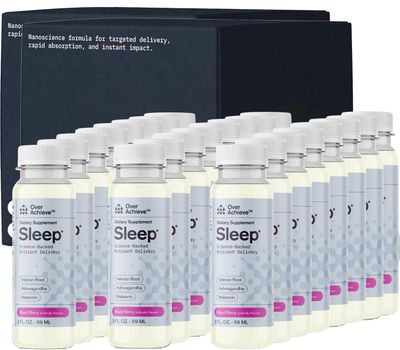 Sleep Drink with Advanced Nanoscience Technology - Contains Melatonin, Ashwagandha and Valerian Root - 24 Pack Liquid Sleeping Aid Help Fall Asleep Faster, Mix Berries 2oz