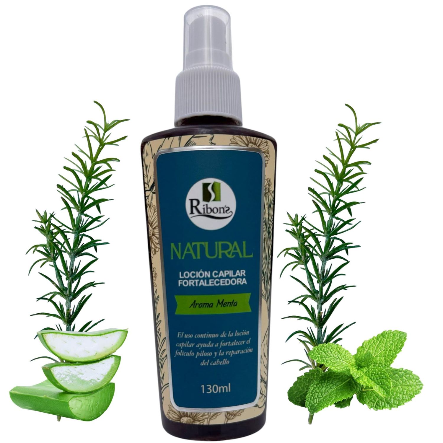 Ribon Natural Hair Strengthening Lotion - Mint Scent, 130ml Fortifying Hair Tonic for Stronger Healthier Hair Nourishing Repairing Formula