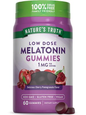 Nature&#39;s Truth Melatonin Gummies 1mg 60 Count Cherry Pomegranate Flavor Vegan, Non-GMO Gluten Free Supplement