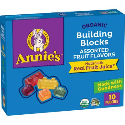 Annie&#39;s Organic Building Blocks Fruit Flavored Snacks, Assorted Fruit Flavors, Gluten Free, 10 Pouches, 7 oz