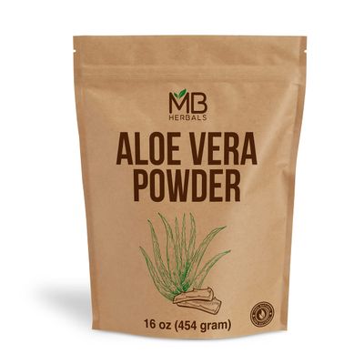 MB Herbals Aloe Vera Powder 16 oz 1 LB Aloe barbadensis Powder Natural Skin Moisturizer Promotes Hair Growth for External Use Only