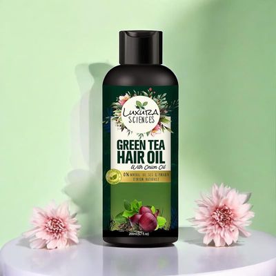 Luxura Sciences Green Tea Oil for Hair Growth Controls Dandruff Hair Loss Root Strengthening Oil Makes Hair Soft, Shiny Thick 6.76 Fl Oz200 ml