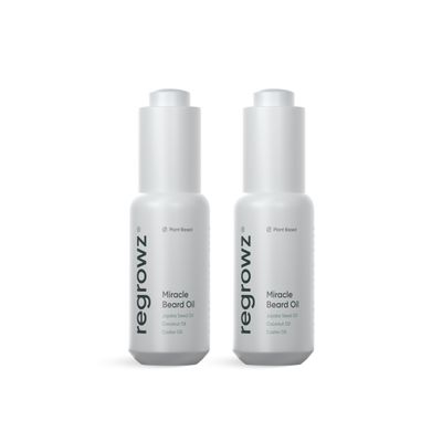 Regrowz Beard Growth Oil for Men 1 Fl Oz - Pack of 2 - Natural Beard Moisturiser with Coconut and Jojoba Oil - Soften, Nourish Hydrate Dry, Itchy Beard - Promote Thicker Fuller Beard