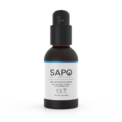 Sapo All Natural Eye Serum with Peptides Hyaluronic Acid - Reduce Dark Circles, Puffiness Bags Under Tired Eyes - Hydrating Anti-Aging, 1 Fl Oz