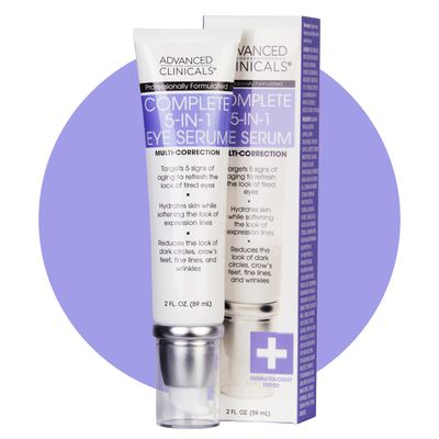 Advanced Clinicals 5-in-1 Eye Serum Multi-Benefit Visible Anti Aging Under Eye Serum Face Moisturizer Reduces Appearance Of Dark Circles, Puffy Eyes, Crows Feet, Wrinkles, Fine Lines, 2 Fl Oz