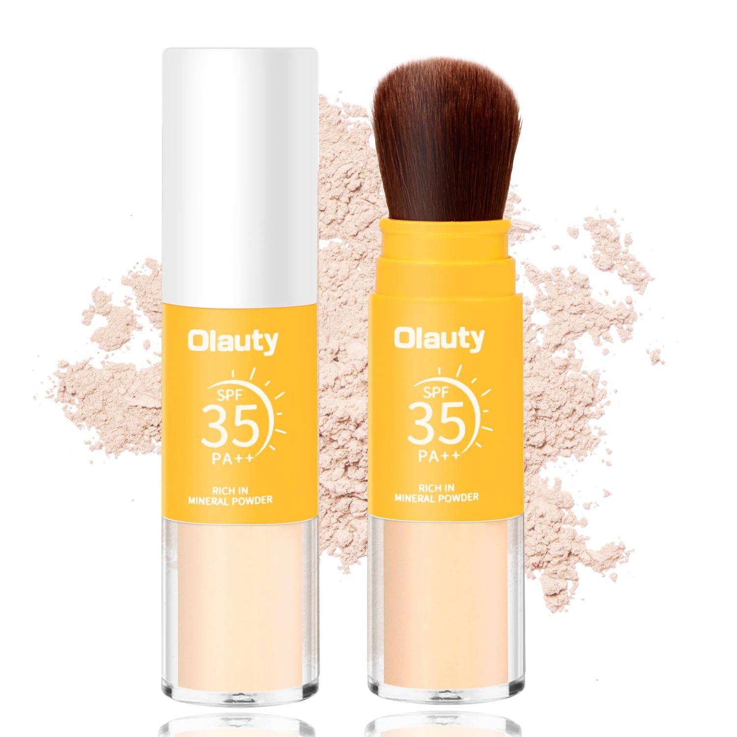 Mineral Sunscreen Setting Powder SPF 35, Translucent Brush on Powder Sunscreen for Face, Oil Control Natural Finish,Lightweight Breathable for Face,Scalp Hair(Translucent)